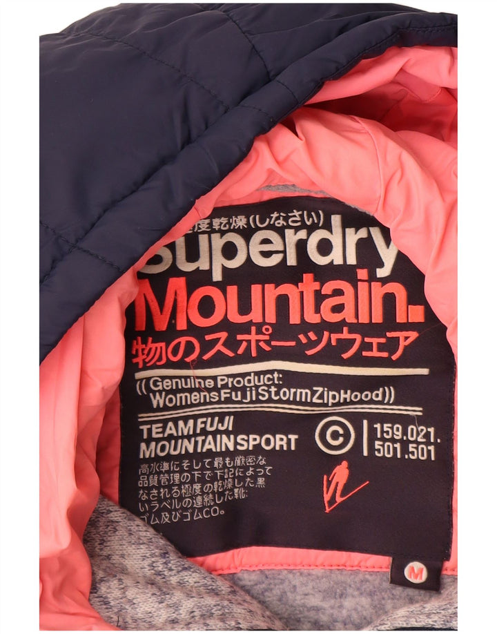 Felpa con cappuccio e zip da donna Superdry UK 14 Poliestere color block grigio medio