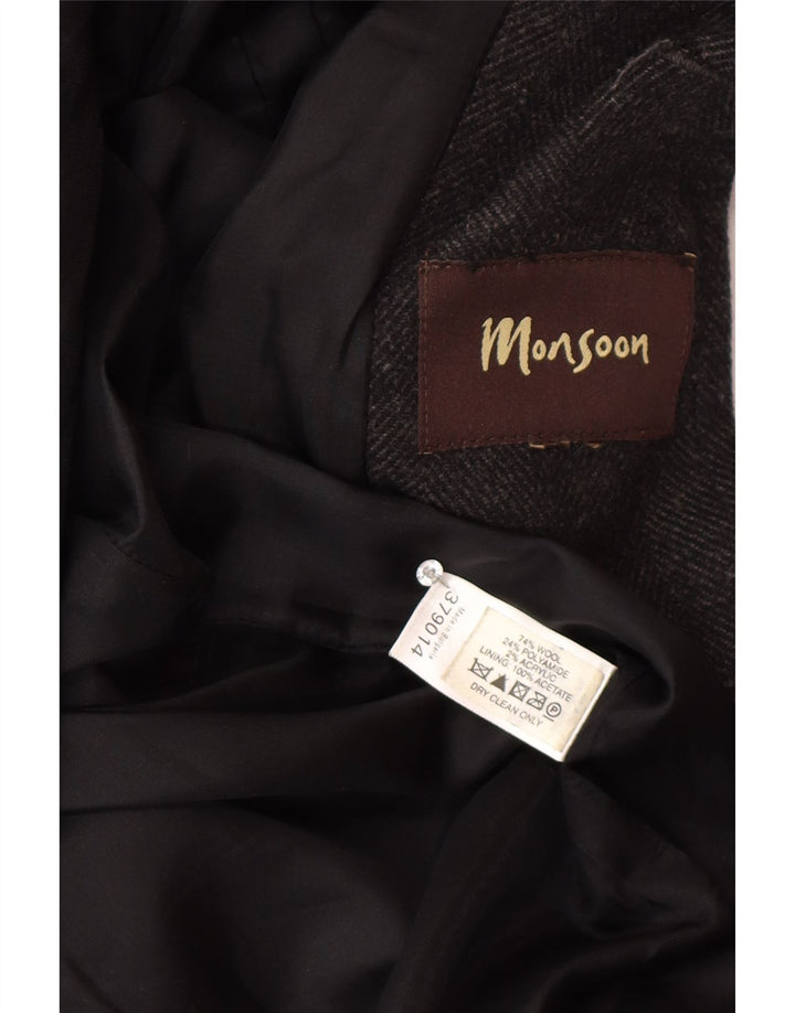 Cappotto da uomo Monsoon UK 38 Classico in lana a spina di pesce grigio medio