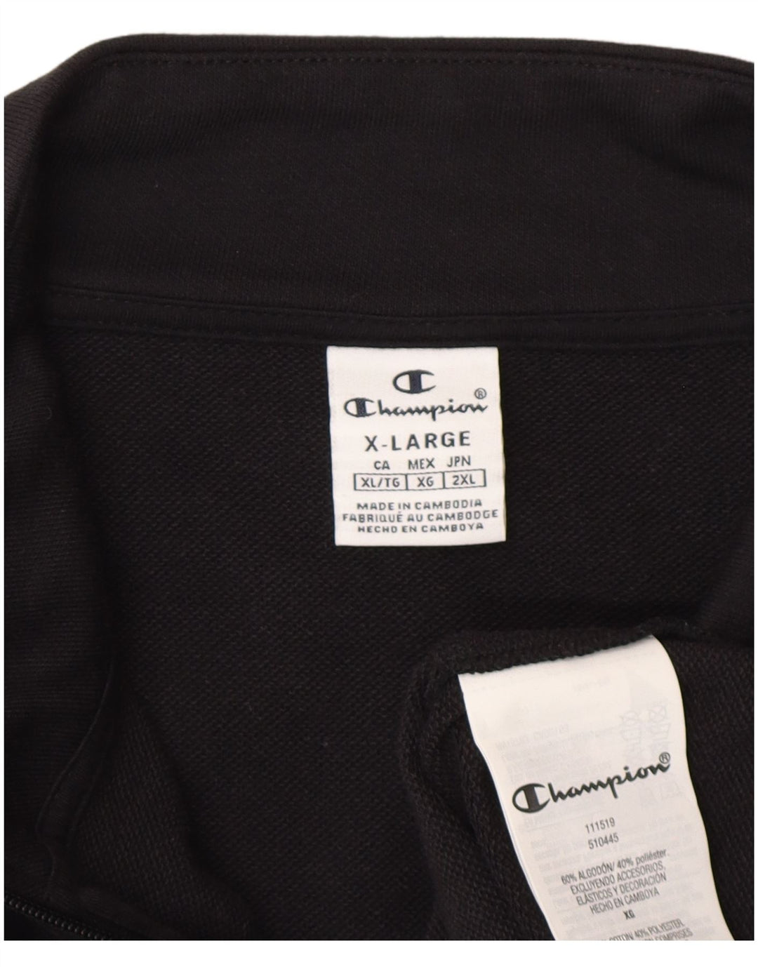 Giacca da ginnastica grafica da uomo Champion XL in cotone nero