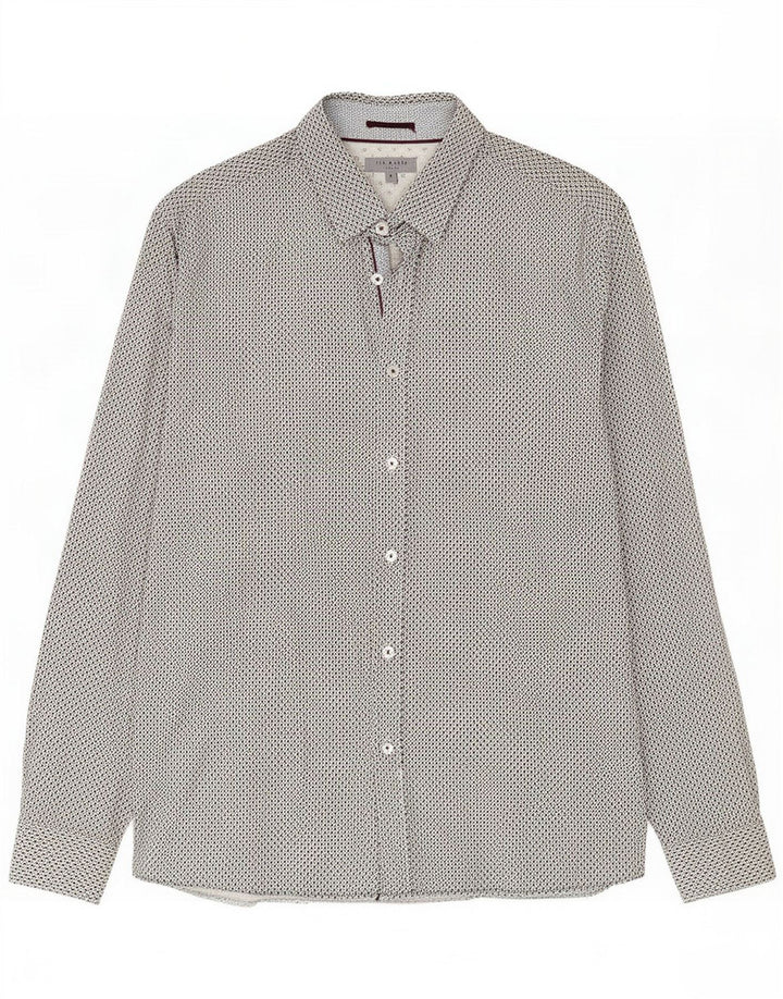 Camicia da uomo Ted Baker taglia 5 XL cotone geometrico nero