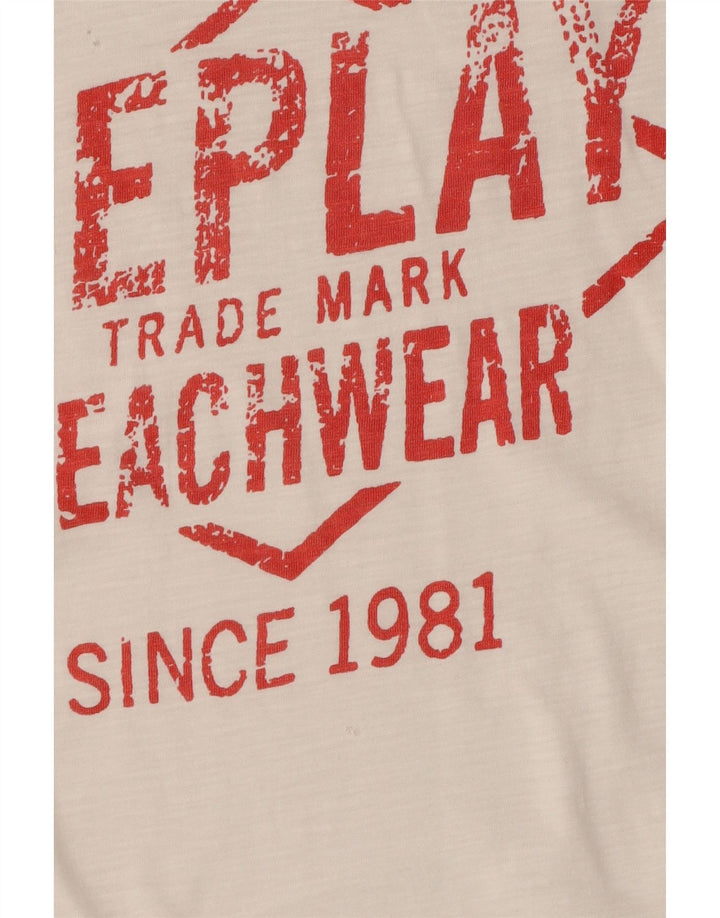 T-shirt grafica da uomo Replay Top piccola bianca