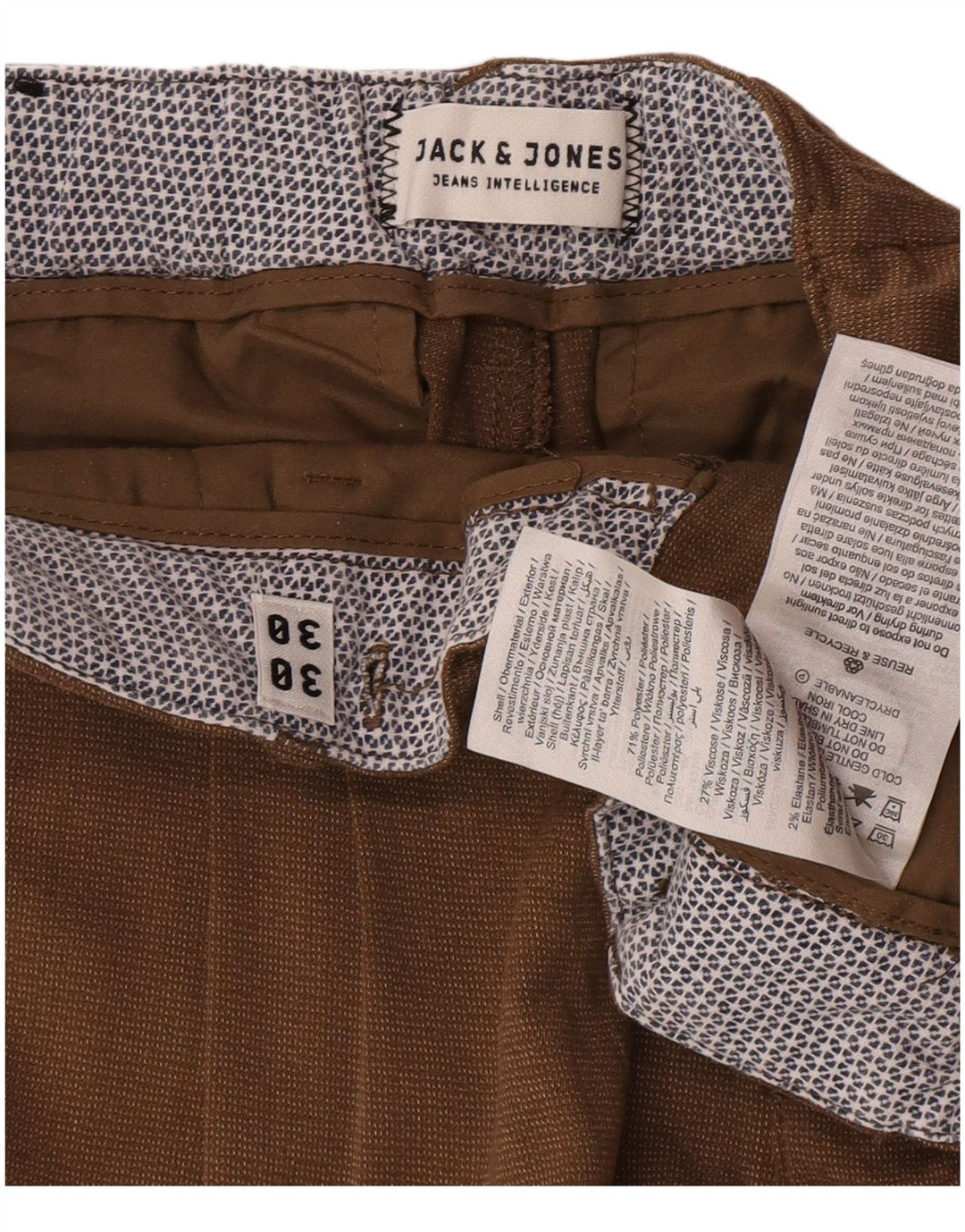 Pantaloni chino con pegging da uomo Jack & Jones W30 L23 poliestere marrone