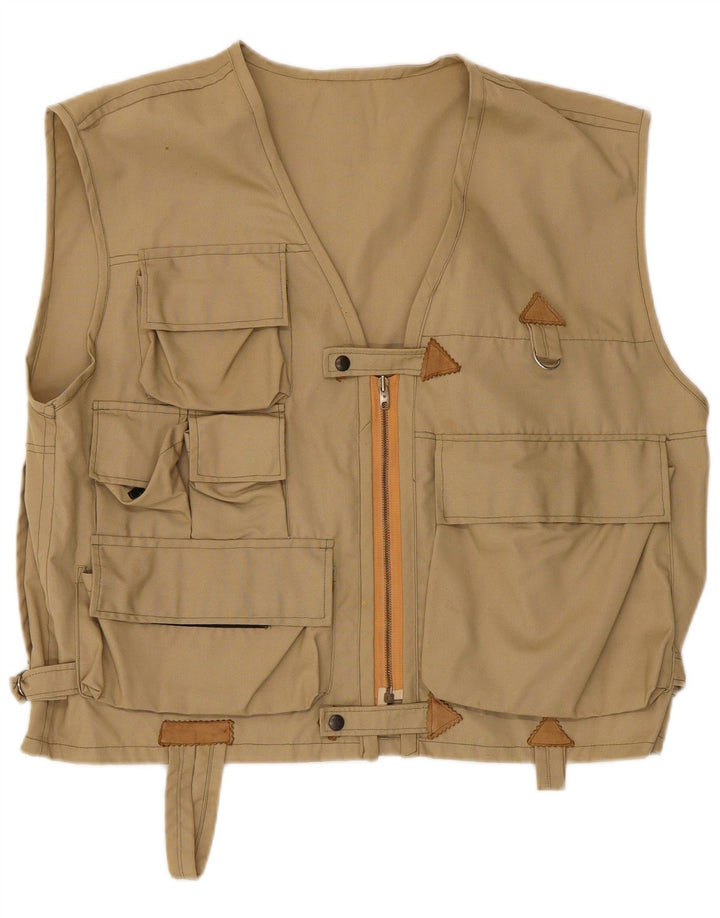 Gilet pratico da uomo vintage UK 40 grande beige
