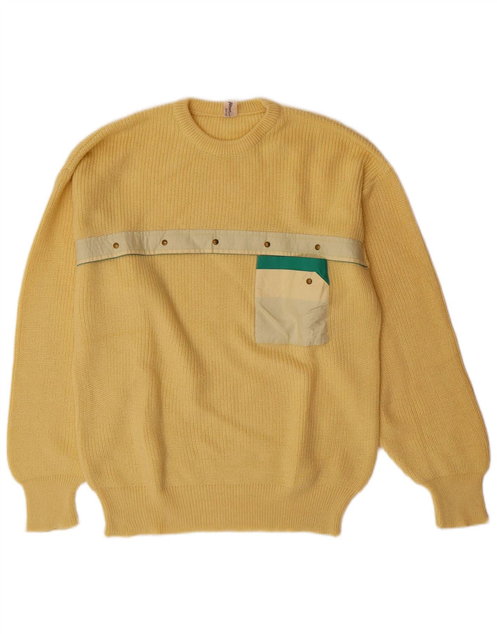 Maglione maglione girocollo da uomo VINTAGE IT 50 lana giallo medio