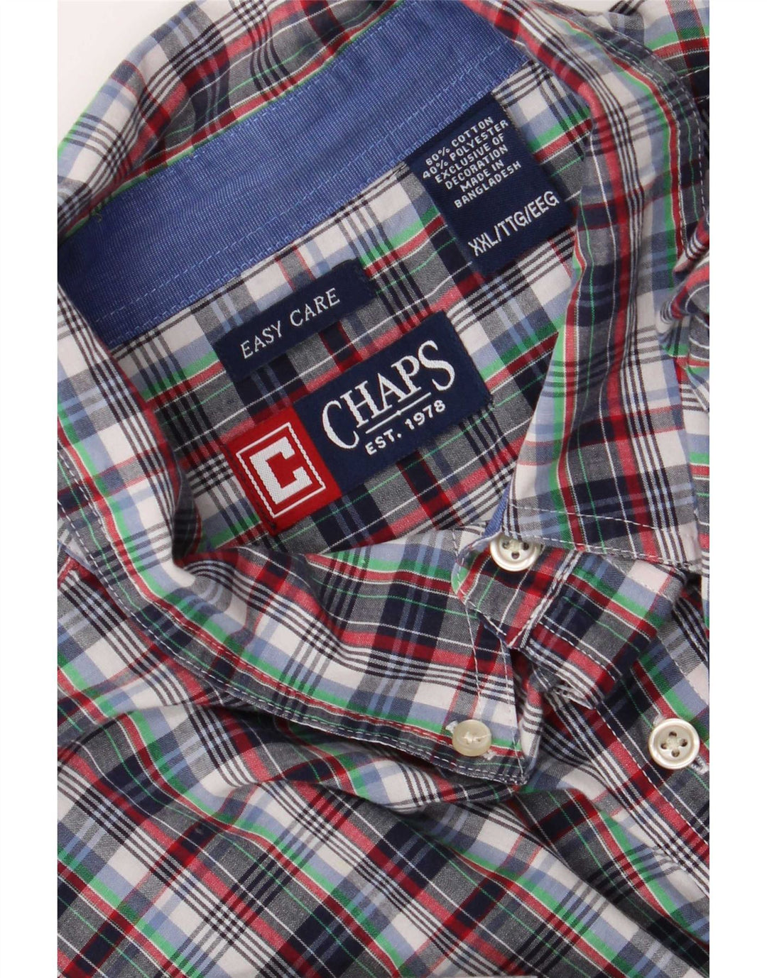 Chaps Camicia a maniche corte da uomo Easy Care 2XL Cotone a quadri multicolore
