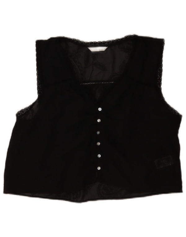 Top corto trasparente da donna Zara senza maniche UK 10 piccolo nero floreale