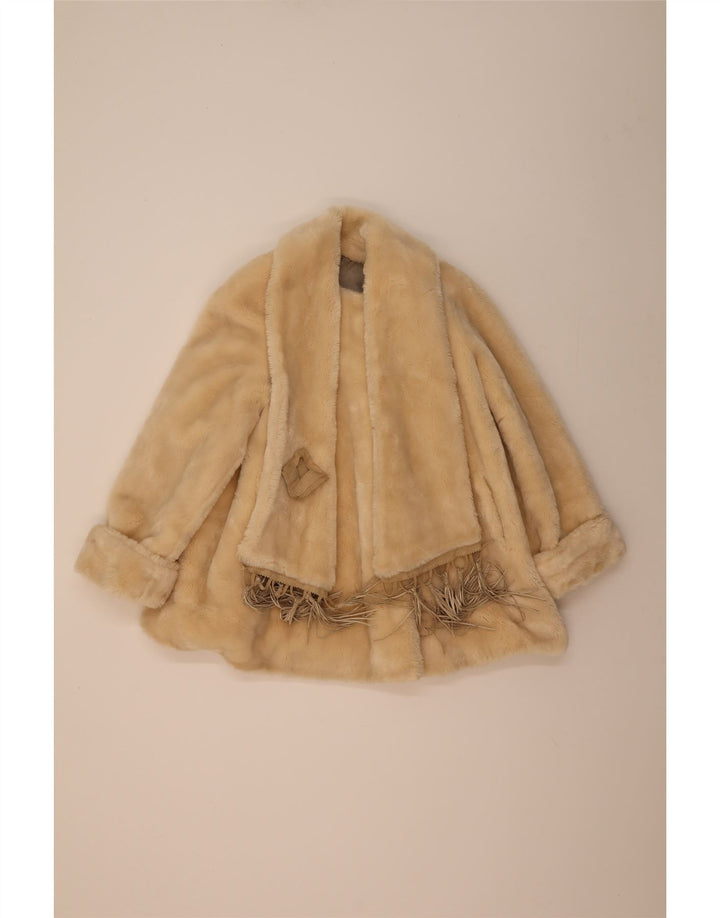 Soprabito oversize da donna vintage in pelliccia sintetica IT 42 Acetato beige medio