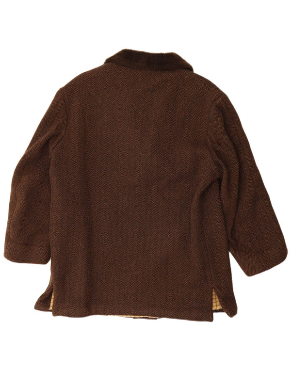 Soprabito vintage da uomo con maniche a 3/4 UK 40 grande spina di pesce marrone