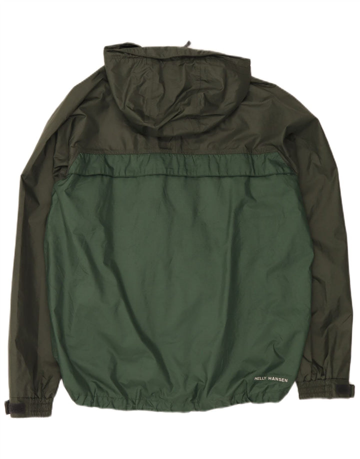 Giacca antipioggia con cappuccio da uomo Helly Hansen UK 40 Large Green Colourblock Nylon