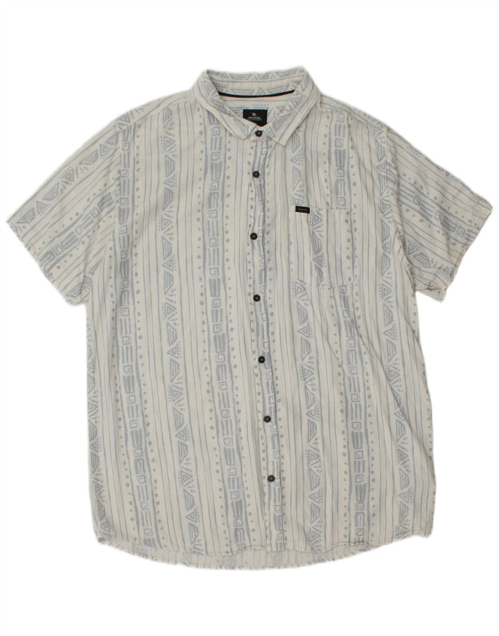 Camicia a maniche corte da uomo Rip Curl XL in viscosa geometrica bianca
