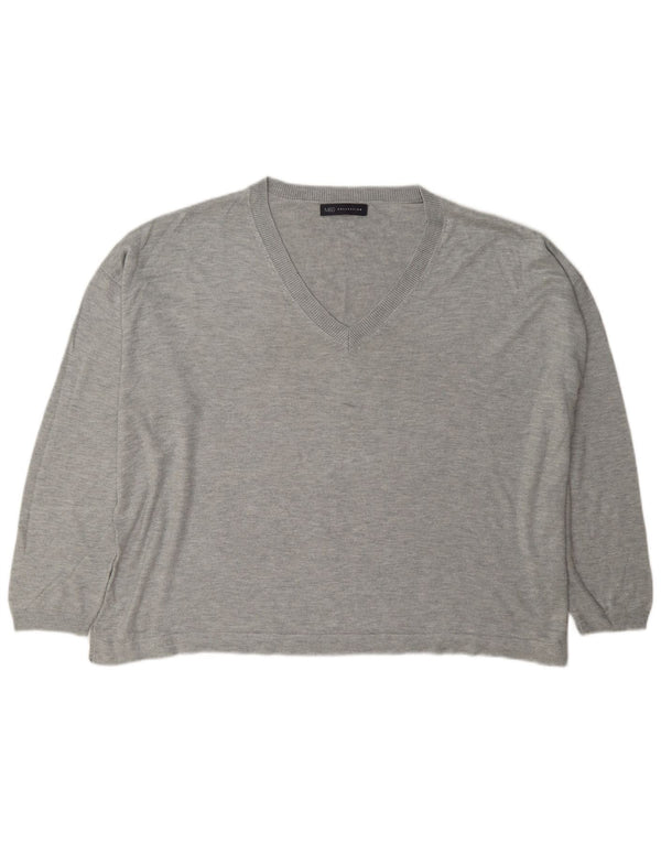 Maglione oversize con scollo a V da donna Marks & Spencer UK 18 XL Grigio
