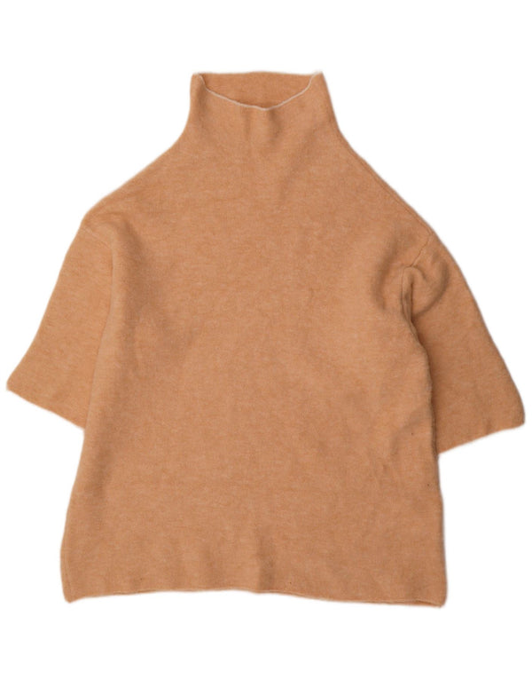 Maglione Zara da donna a maniche corte con collo dolcevita UK 16 Large Beige