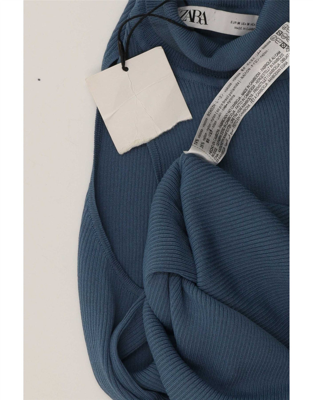 Top monospalla da donna Zara UK 12 viscosa blu medio