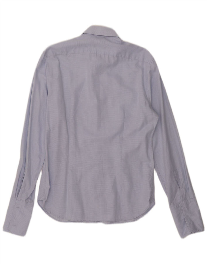 Camicia formale da uomo slim fit Dkny taglia 15 1/2 quadri blu medio