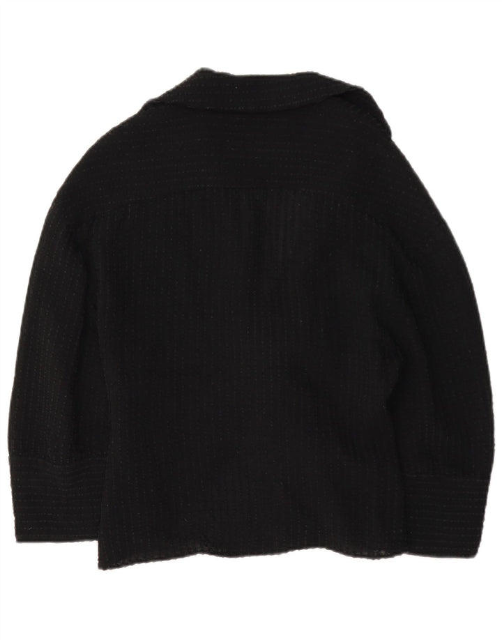 Zara Donna Camicetta con Maniche a 3/4 e Cravatta sul Davanti UK 12 Viscosa Nera Media