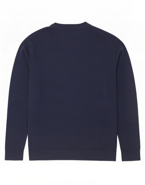 Maglione maglione girocollo da uomo Tommy Hilfiger piccolo in cotone blu navy