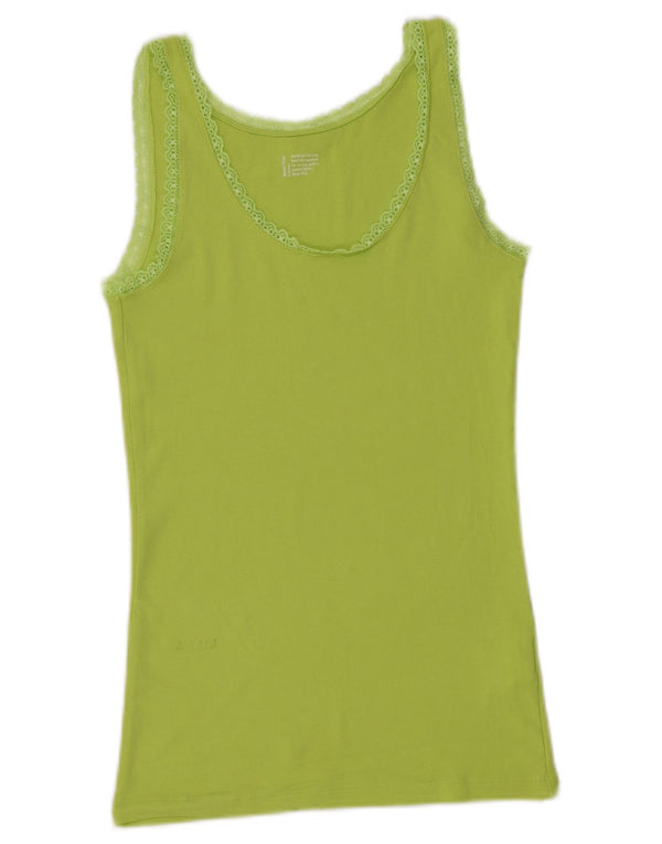 BENETTON Canotta da donna UK 14 grande cotone verde