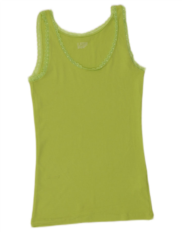 BENETTON Canotta da donna UK 14 grande cotone verde
