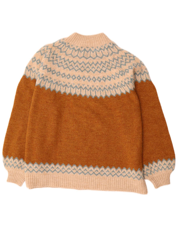 Maglione maglione da donna con collo alto Superdry UK 14 Large Marrone Fair Isle