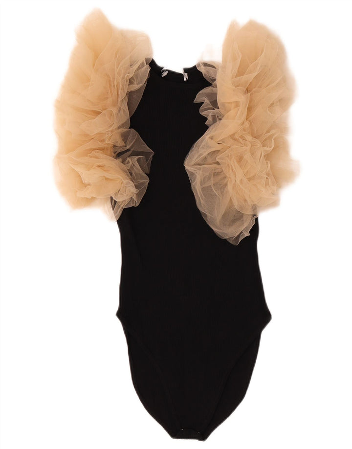 Body senza maniche da donna Zara UK 8 Small in viscosa nera