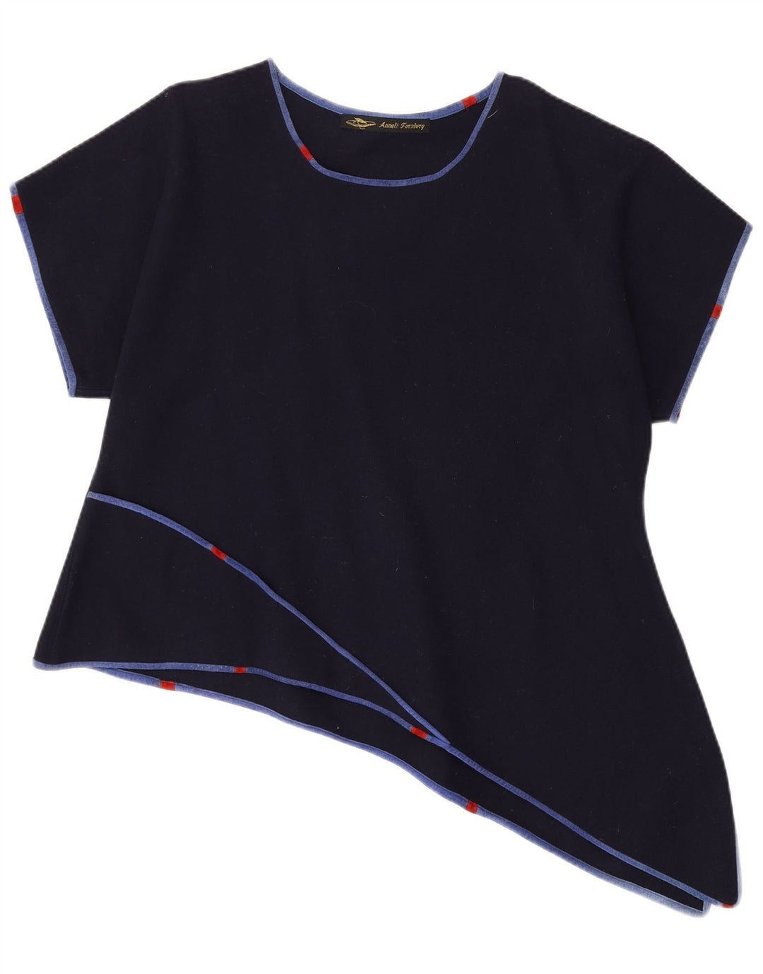 Top asimmetrico da donna vintage UK 18 XL blu navy
