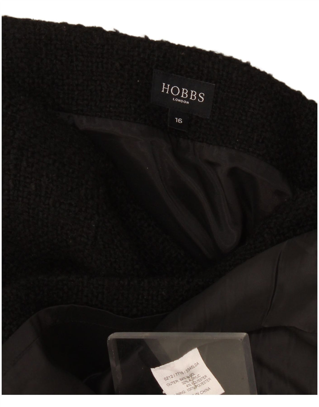 Gonna a tubino da donna Hobbs UK 16 grande W36 lana nera