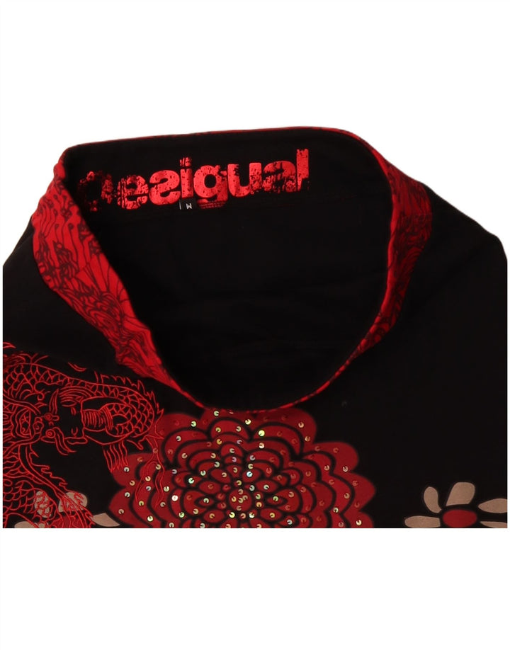 DESIGUAL Gonna a trapezio da donna media W30 cotone floreale nero