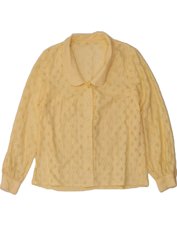 VINTAGE Womens Shirt Blouse UK 18 XL Yellow