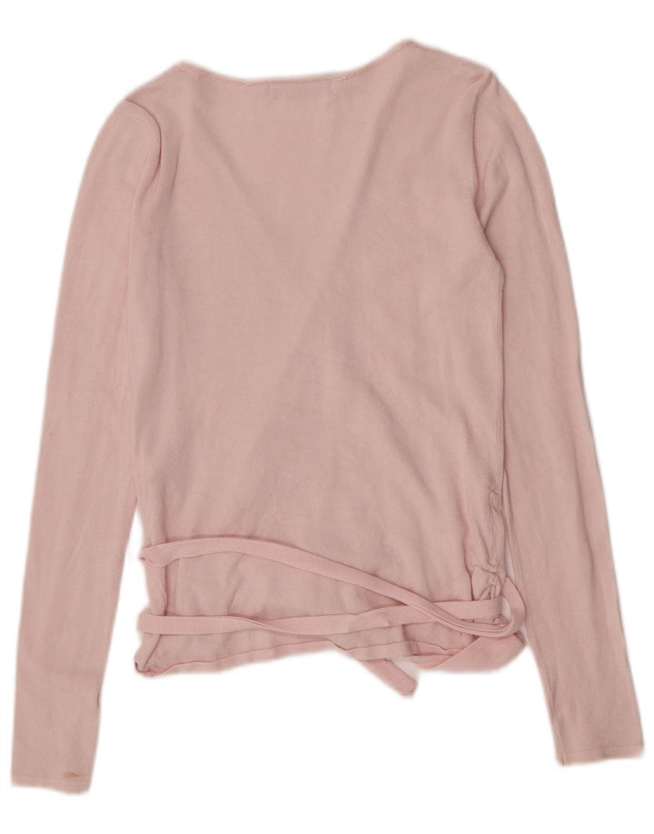 Top Zara da donna a maniche lunghe avvolgente in camicetta UK 12 in viscosa rosa medio