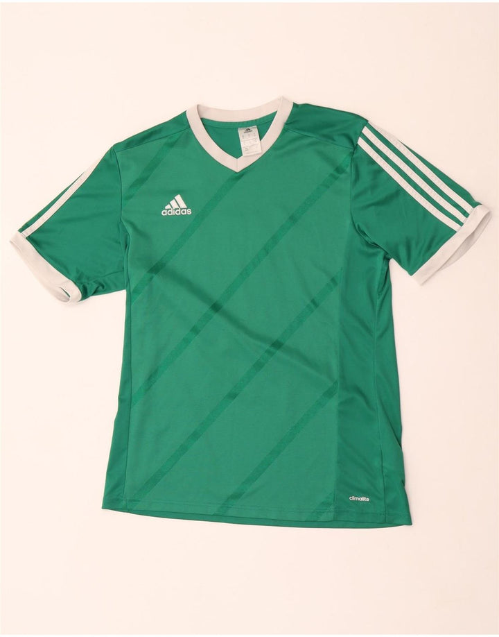 T-shirt grafica Adidas da uomo Climalite Top in poliestere a righe verde medio