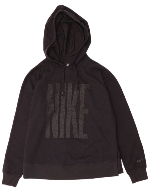Maglia con cappuccio oversize grafica Nike Dri Fit da donna UK 14 media nera
