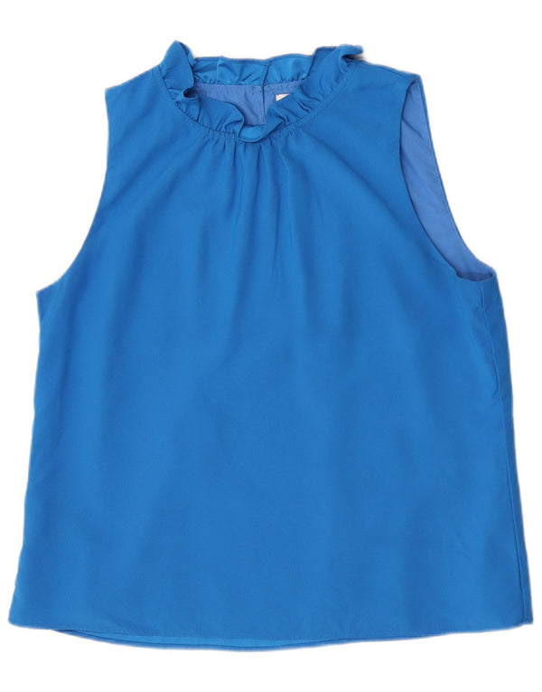 J. Crew Camicetta senza maniche da donna UK 14 Poliestere blu medio