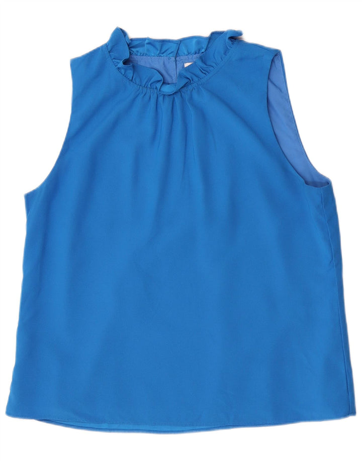 J. Crew Camicetta senza maniche da donna UK 14 Poliestere blu medio