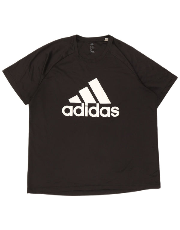 T-shirt grafica Adidas da uomo Climalite Top XL poliestere nero