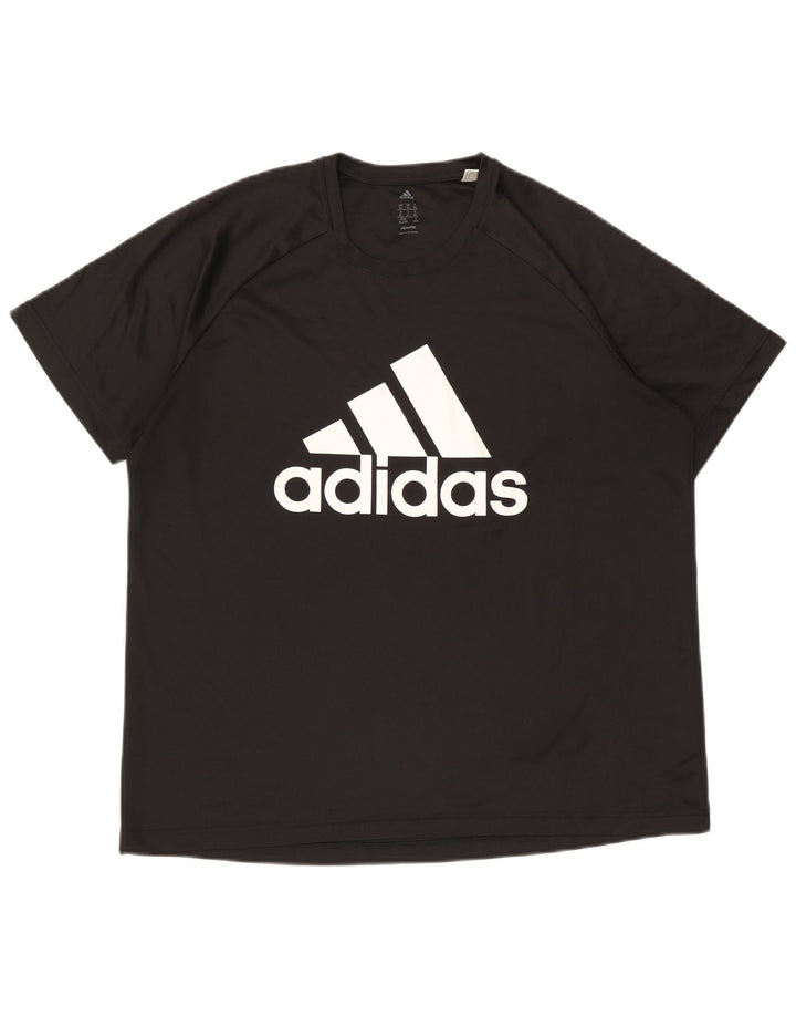 T-shirt grafica Adidas da uomo Climalite Top XL poliestere nero