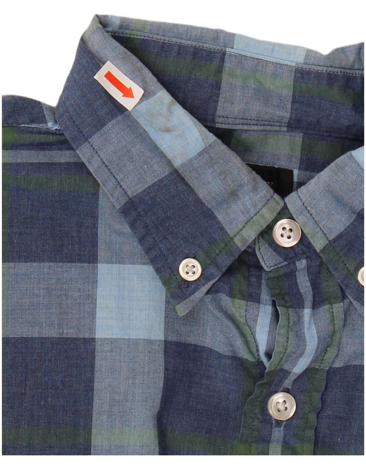 J. CREW Mens Shirt Small Blue Check Cotton