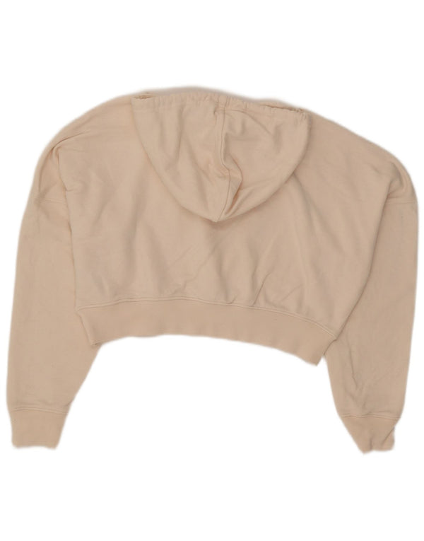 Felpa con cappuccio oversize con grafica corta Adidas da donna UK 4 XS Cotone beige