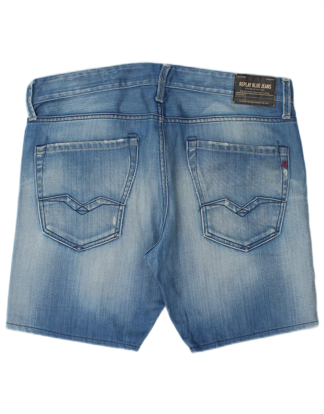 Replay Pantaloncini di jeans Waitom da uomo W33 di grandi dimensioni in cotone blu