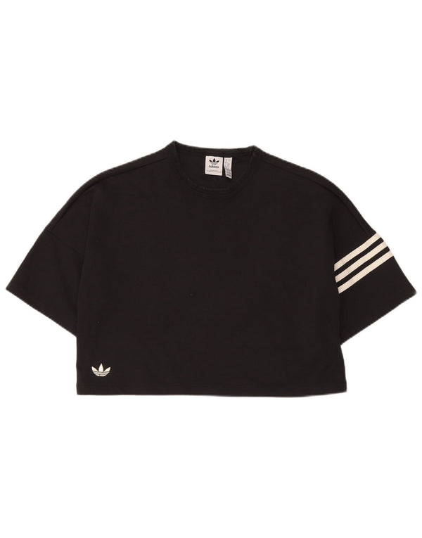 T-shirt corta oversize da donna Adidas UK 8/10 piccola cotone nero