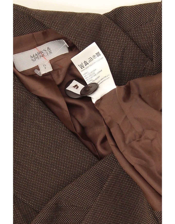 Giacca blazer a 1 bottone Marks & Spencer da donna UK 14 grande viscosa marrone