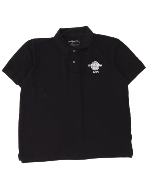 Polo Dubai da uomo Hard Rock Cafe, grande, in cotone nero