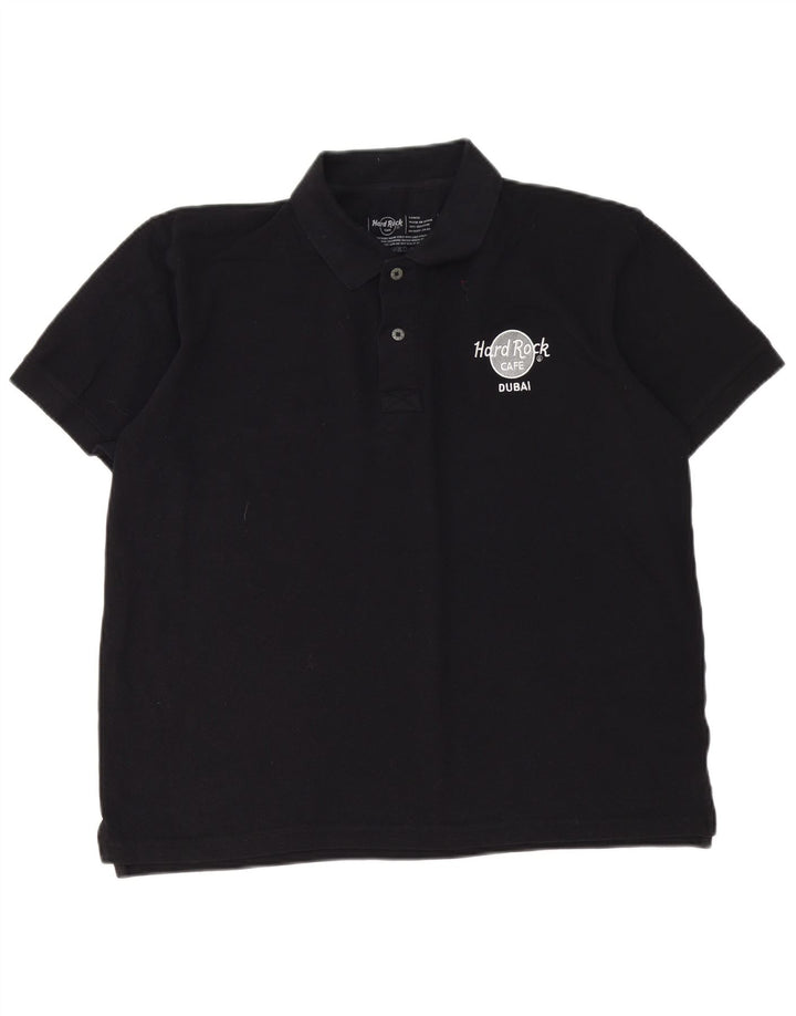 Polo Dubai da uomo Hard Rock Cafe, grande, in cotone nero
