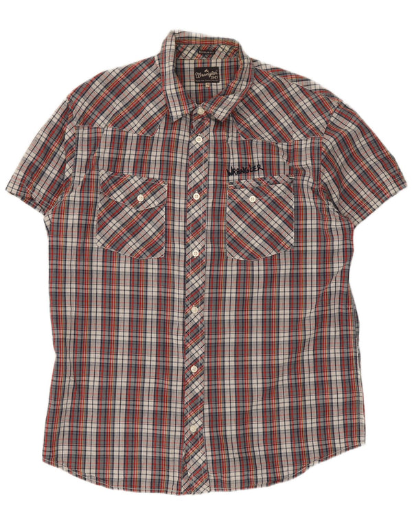 Camicia Wrangler da uomo a maniche corte vestibilità regolare XL in cotone a quadri rossi