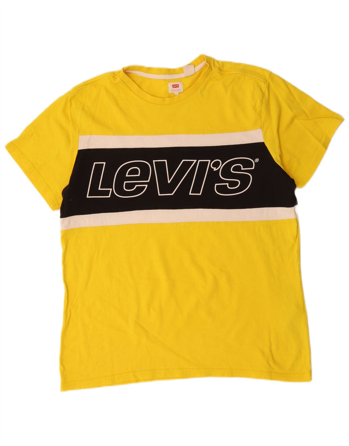 T-shirt grafica da uomo Levi's Top grande in cotone color block giallo