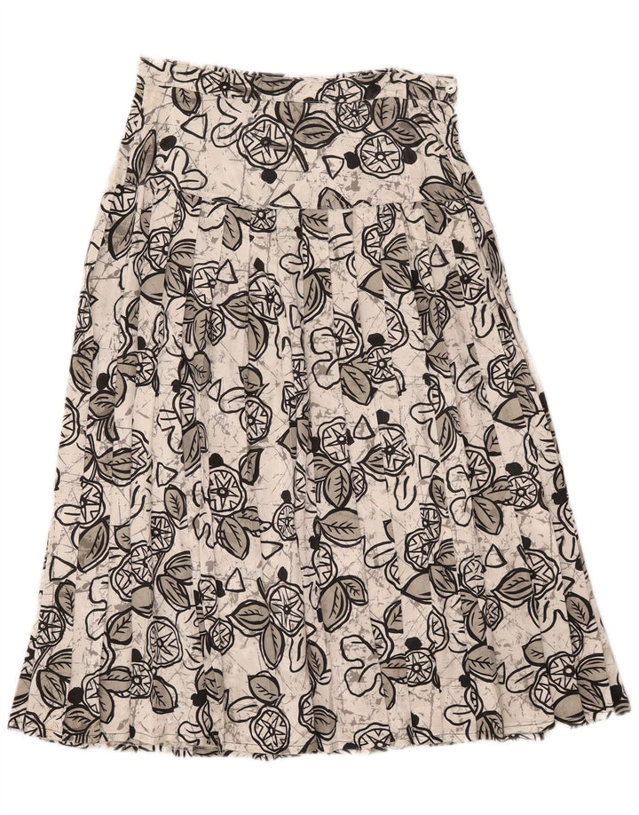Gonna longuette a pieghe da donna vintage W29 floreale bianco medio