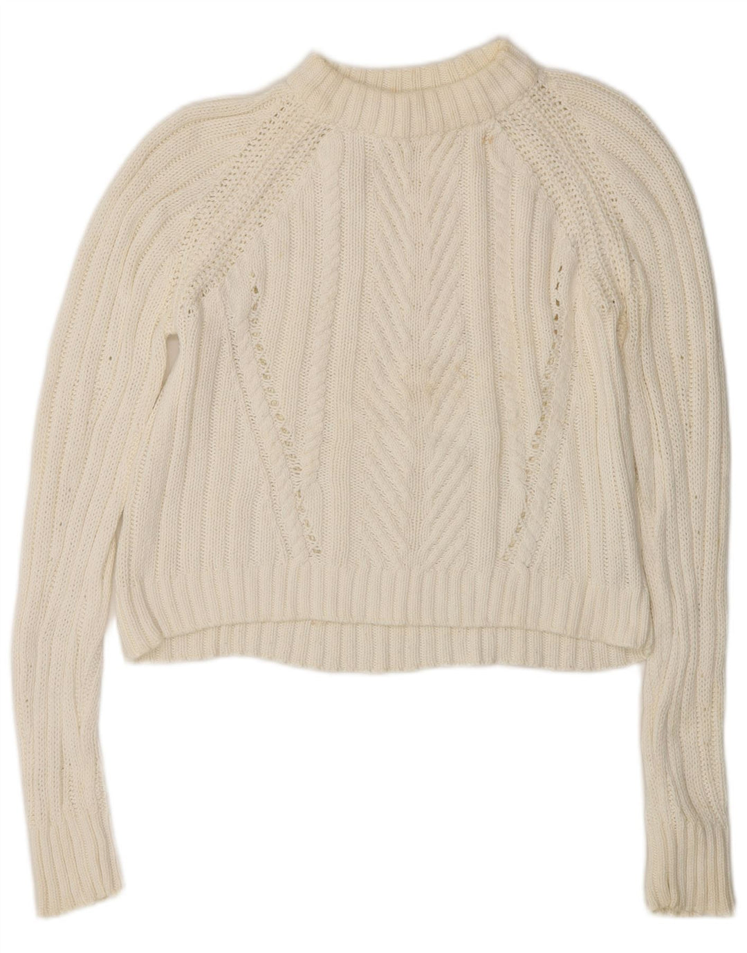 Zara Donna Maglione Corto Oversize con Collo Dolcevita UK 10 Piccolo Bianco