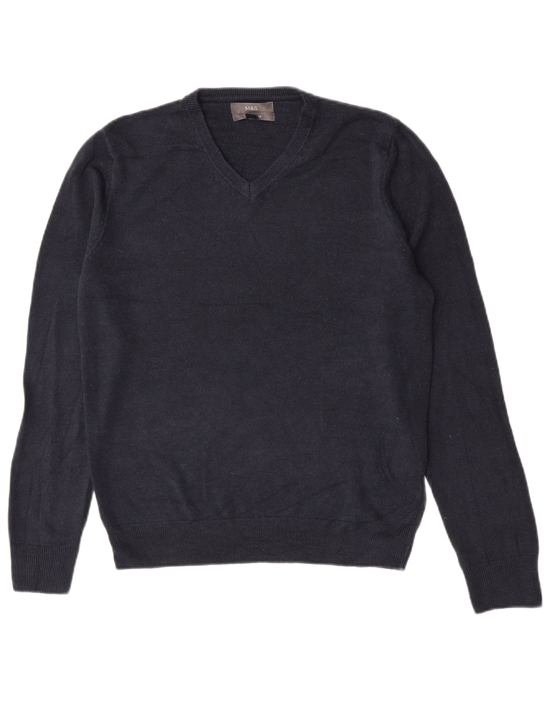 Maglione da uomo con scollo a V Marks & Spencer medio blu navy in acrilico
