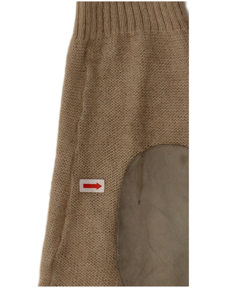 Maglione cardigan corto da donna vintage UK 12 Lana di alpaca beige medio