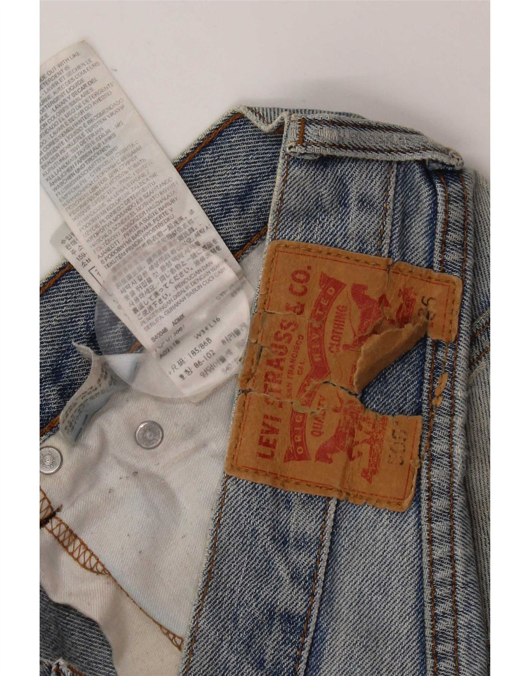 Levi's Uomo 505 Jeans dritti invecchiati W34 L28 Cotone blu