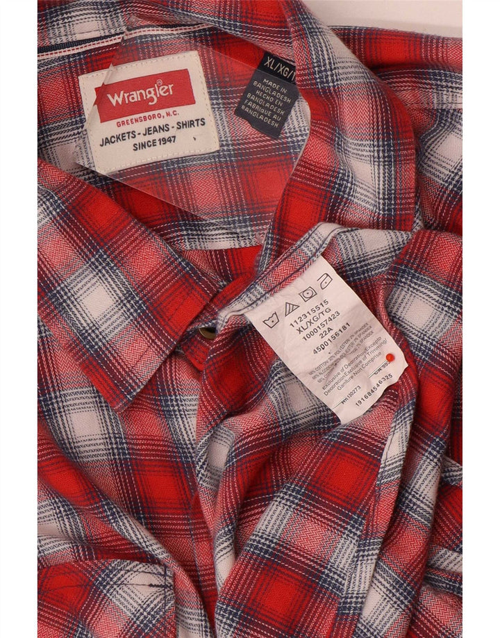 Camicia da uomo in flanella western Wrangler XL in cotone a quadri rossi